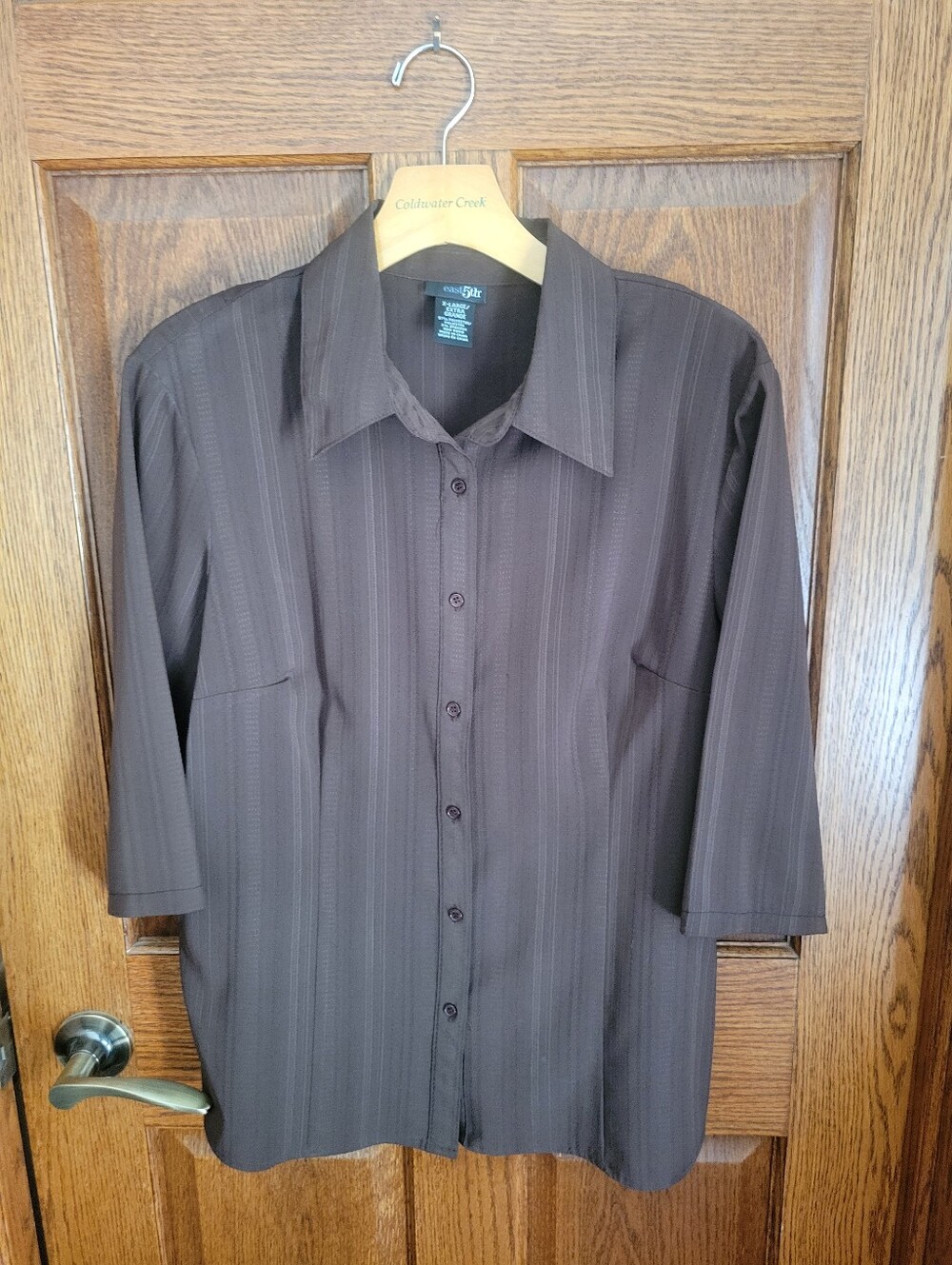 East 5th Brown Subtle Stripe Dress Shirt